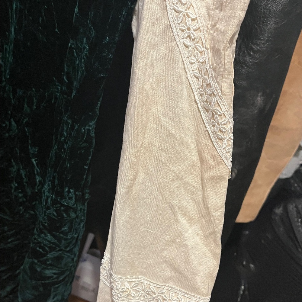 Gunne Sax Green Velvet Jump Dress with Cream Lace Blouse - Picture 15 of 15